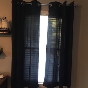 2 Pairs (4 panels) Navy Blue Grommet Curtains